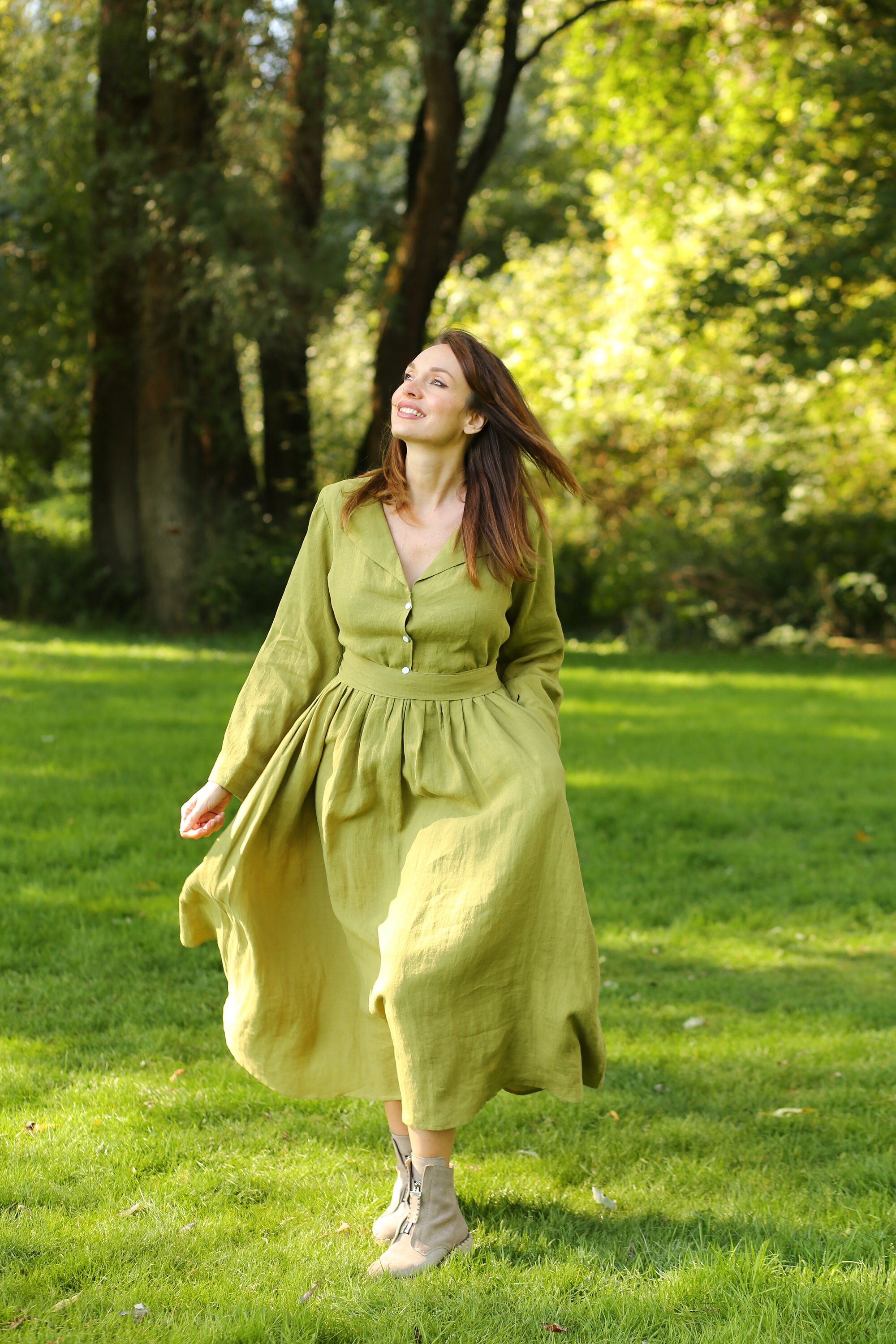 Linen Dress SOMERSET Handmade Linen Clothing Renaissance Etsy