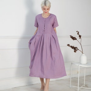Loose Fit Linen Dress EMMA, Large Linen Dress, Plus Size Dress suitable for Maternity Dress, Maxi dress, Long linen Dress, Flax Maxi Dress image 7