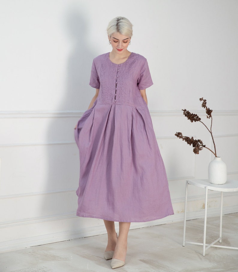Loose Fit Linen Dress EMMA, Large Linen Dress, Plus Size Dress suitable for Maternity Dress, Maxi dress, Long linen Dress, Flax Maxi Dress image 7