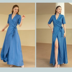Linen Maxi Dress, Long Linen Dress, Plus Size Maxi Dress With