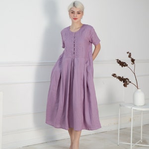 Loose Fit Linen Dress EMMA, Large Linen Dress, Plus Size Dress suitable for Maternity Dress, Maxi dress, Long linen Dress, Flax Maxi Dress image 4