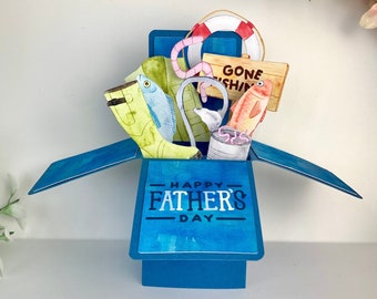 Fathers Day Fishing Pop Up Box Card 3D