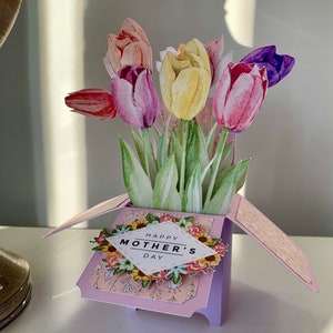 3D Pop Up Handmade Custom Tulip Card For Any Special Occasion, Mothers Day, Birthday image 5