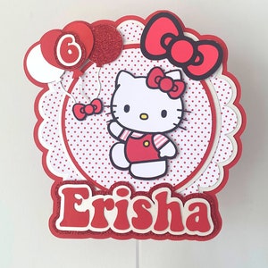 Topo de bolo gatinho vermelho personalizado 3D para comemoração de aniversário