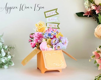 Flower Bouquet 3D Pop Up Card Birthday Mothers Fathers Day Valentines Anniversary Thank You Get Well Soon Good Luck Wedding Retirement