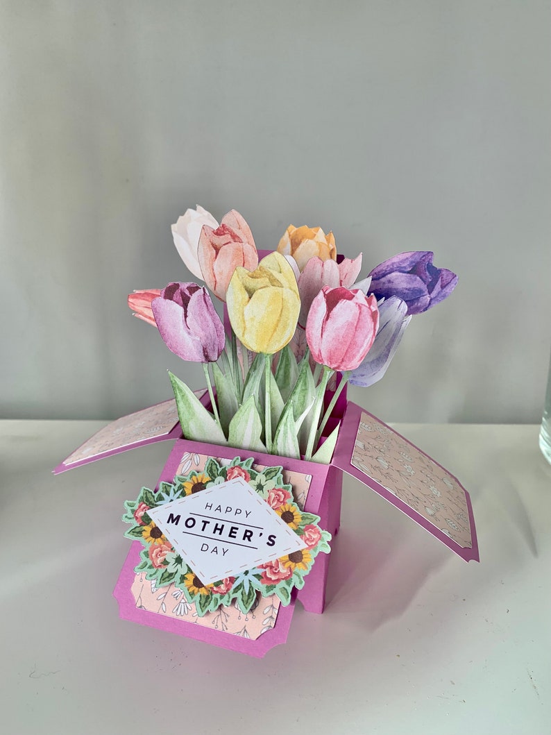 3D Pop Up Handmade Custom Tulip Card For Any Special Occasion, Mothers Day, Birthday image 7