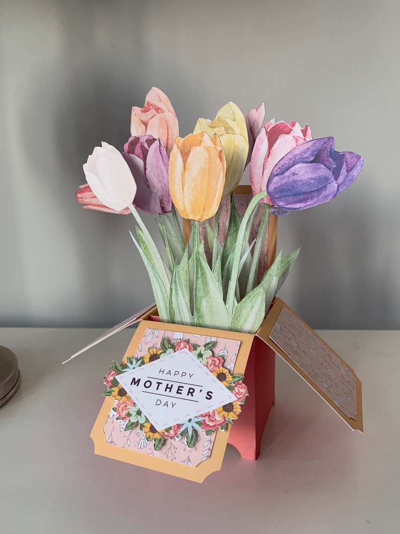 3D Pop Up Handmade Custom Tulip Card For Any Special Occasion, Mothers Day, Birthday image 4