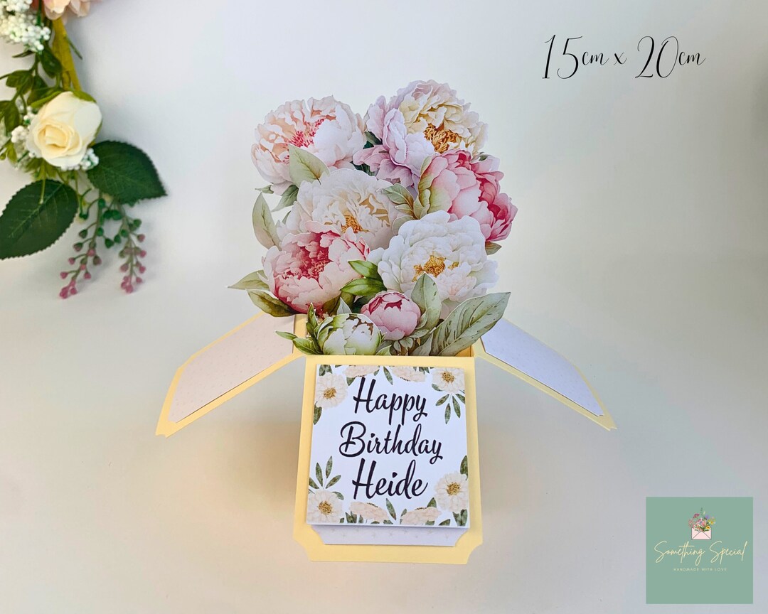 3D Valentines Day Pop up Handmade Custom Peony Peonies Card - Etsy