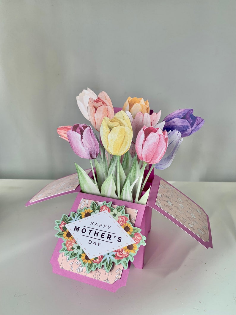 3D Pop Up Handmade Custom Tulip Card For Any Special Occasion, Mothers Day, Birthday image 6