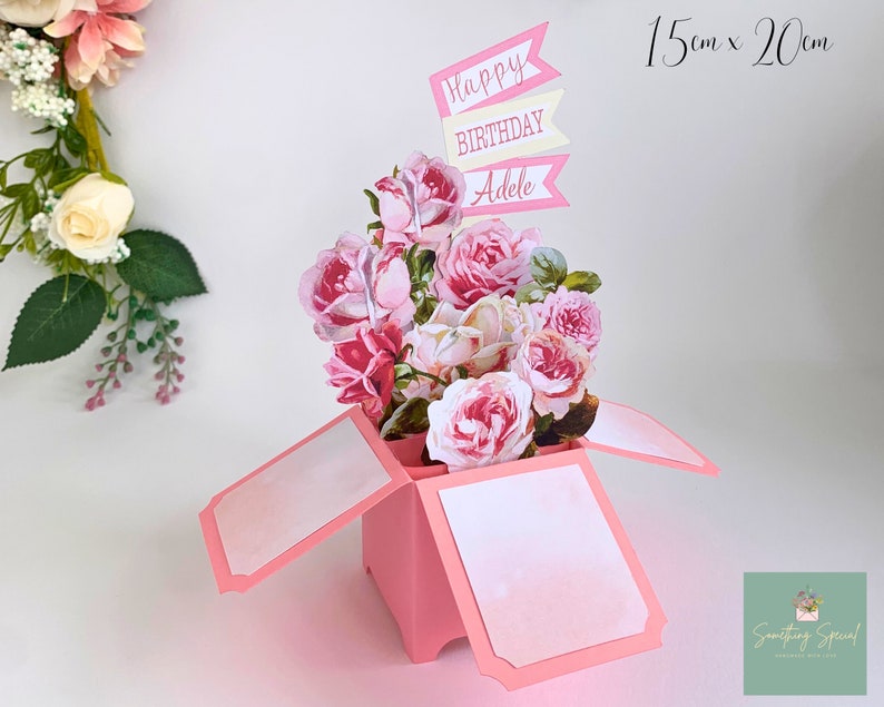 Handmade 3D Pop up Pink Rose Card: Anniversary, Birthday - Etsy