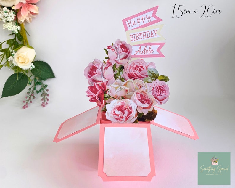 Handmade 3D Pop up Pink Rose Card: Anniversary, Birthday - Etsy