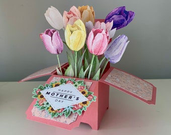 Tulip Mothers Day/ Birthday Card 3D Pop Up Handmade Custom Tulip Card For Any Special Occasion