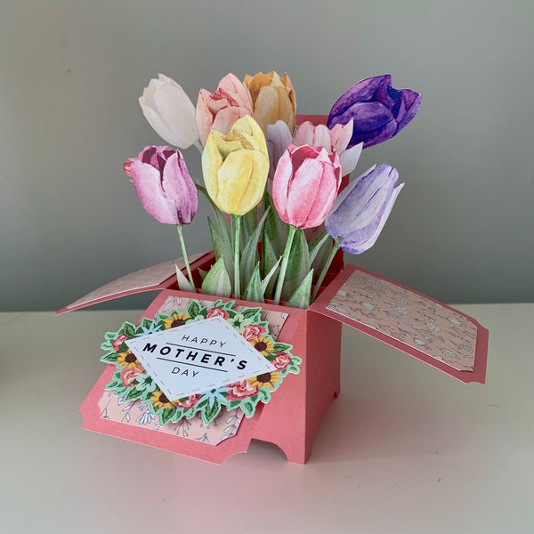 3D Pop Up Handmade Custom Tulip Card For Any Special Occasion, Mother’s Day, Birthday