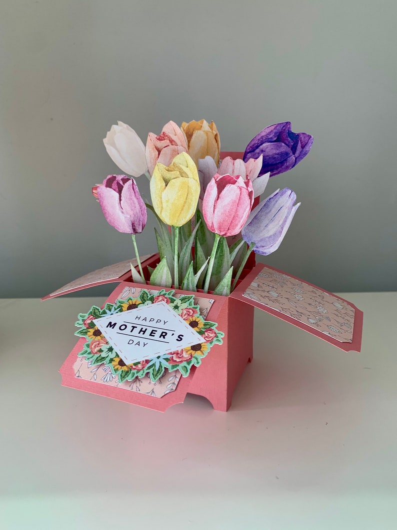 3D Pop Up Handmade Custom Tulip Card For Any Special Occasion, Mothers Day, Birthday image 1