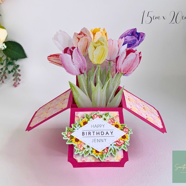 3D Pop Up Handmade Custom Tulip Card For Any Special Occasion, Mother’s Day, Birthday