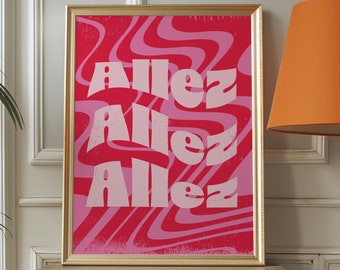 Poster »Allez Allez« Climbing Peloton Roadbike bouldering Motivation Typography Print Waves Dopamine Decor Tour de France
