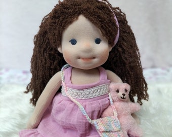 Made to Order Custom 16" handmade Waldorf doll. With spare dress teddy bear. Waldorf puppe- OOAK doll. Cristmas gift. Gift for birthday.