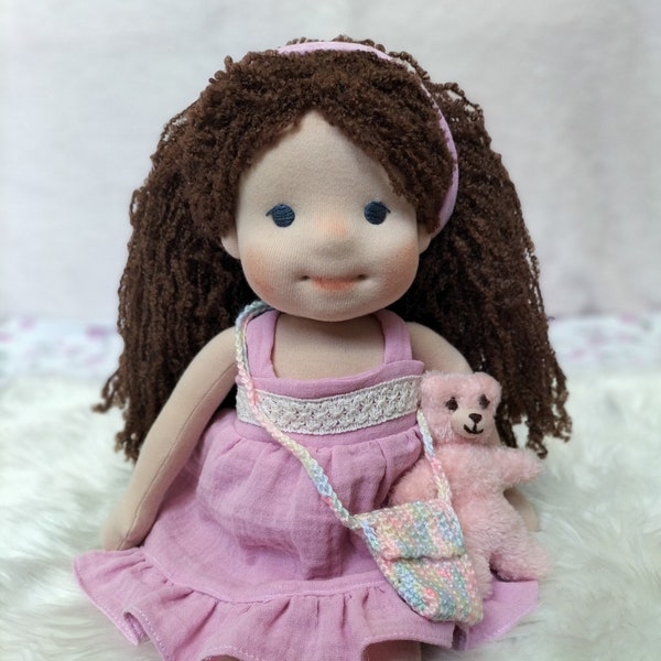 Made to Order Custom 16" handmade Waldorf doll. With spare dress teddy bear. Waldorf puppe- OOAK doll. Cristmas gift. Gift for birthday.