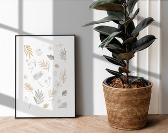 Flower wall print, digital download print, wall decor, large printable art, downloadable prints