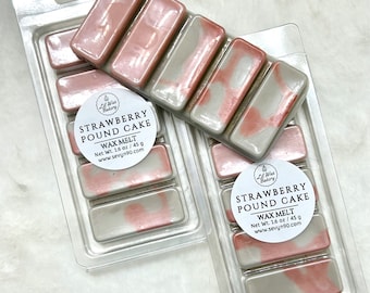 Strawberry Pound Cake Wax Melt Snap Bar | Highly Scented | Candle Melt | Gift Ideas | Handmade | Soy Wax Blend | Home Decor | Home Fragrance