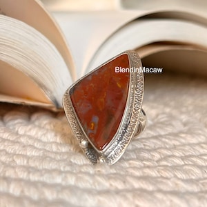 Natural Bloodstone ring, Blood stone ring, unique design ring , 925 silver ring, valentine gift, silver jewelry, handmade ring, silver ring