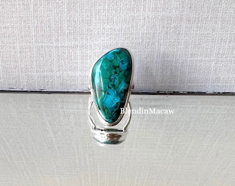 Natural Azurite Malachite ring, rare azurite malachite ring, 925 silver ring, statement jewellery, natural azurite ring, unique design ring