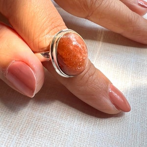 Natural Sunstone ring, Sunstone statement ring, simple design sunstone ring, 925 solid silver jewellery, rare sunstone ring, Silver ring