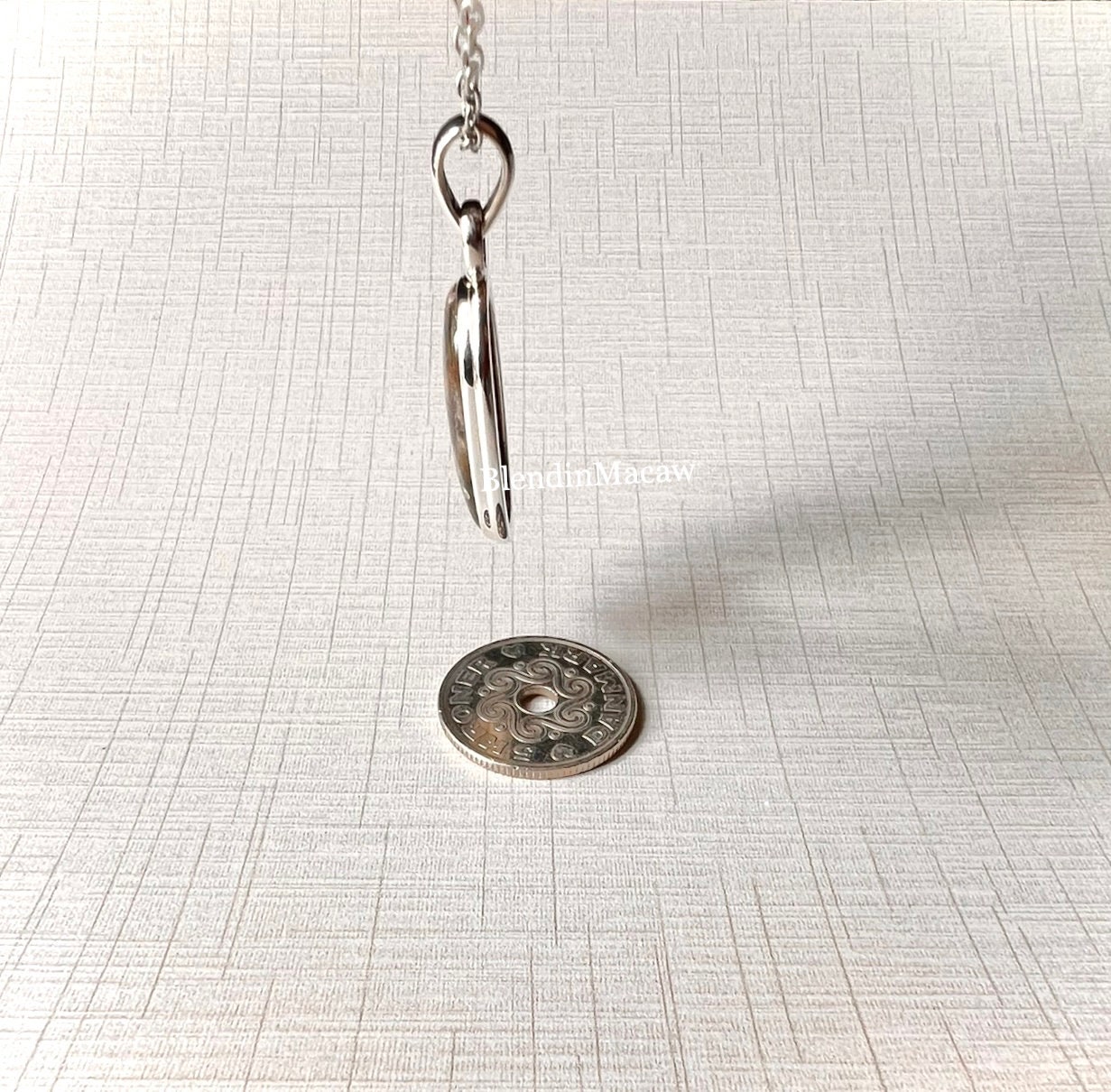Pendentif Argent 925 Avec Jaspe Océan Naturel - Fait Main USA - Longueur 2,5 Pouces