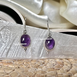 Natural Amethyst earring, 925 silver earring, silver jewellery, handmade earring, Amethyst earring, womens wear, high quality, gift for her
