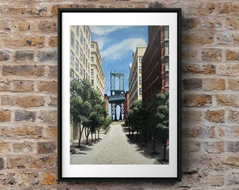 A3 Art print: Manhattan Bridge - Limited edition numbered Giclée - NYC - Brooklyn - From original acrylic painting - iconic - High Quality