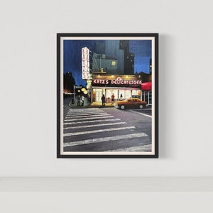 Wydruk artystyczny: Kultowa restauracja Katz's Deli w Nowym Jorku – podpisany wydruk giclée – A3.