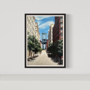 Fine art print: Iconic view of Manhattan Bridge from Brooklyn - Signed Giclée - A3