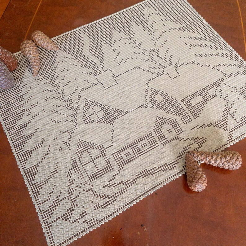 Handmade filet crochet table cover for wedding gift idea pdf