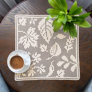 PDF Filet Crochet Runner Autumn Leaves Pattern, Home Decor For Christmas Gift Idea, DIY Crochet Tablecloth, Customized Wedding Gift For Home