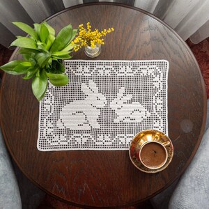 Filet Crochet Rabbits for Easter Day Gift Idea, READY to SHIP Within ...