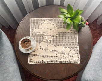 PDF Sunset View Filet Crochet For Christmas, Thanksgiving, Birthday, Wedding Gift, Customized DIY Crochet Tablecloth, Holiday Table Topper