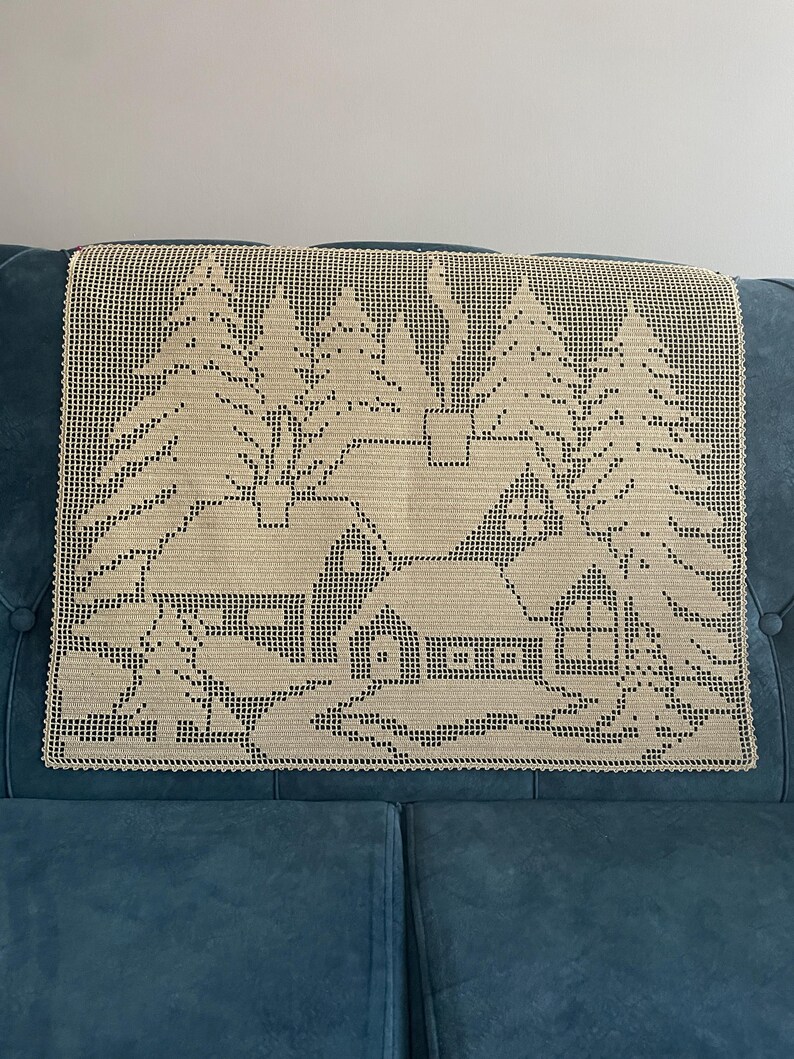 Handmade filet crochet table decor for your family house in easter and christmas time pdf pattern