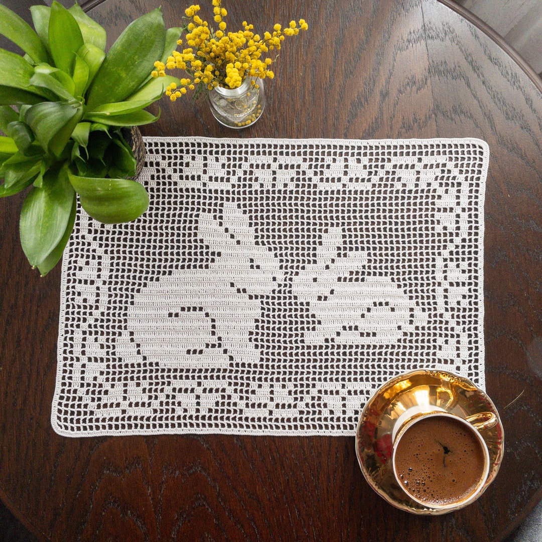 Filet Crochet Rabbits for Easter Day Gift Idea, READY to SHIP Within ...