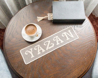 Szydełkowa koronka z imieniem rodziny na prezent świąteczny, ręcznie robione, spersonalizowane, specjalne słowo dla Twojej rodziny, możesz umieścić je na stole, ścianie lub drzwiach