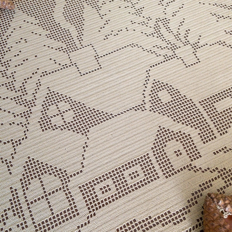 Handmade filet crochet for living room table decor