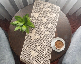 PDF Butterfly And Carnation Filet Crochet For Christmas and Home Decor, Table Runner, Birthday And Wedding Gift Idea Customized Tablecloth