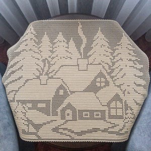 Easter gift idea with filet crochet table cloth in beige color pdf