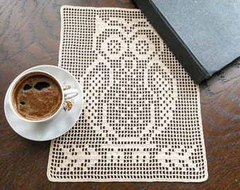 PDF Crochet Lace Table Runner Owl Pattern, Handmade Table Runner, Home Decor For Christmas And Wedding Gift Idea, Customized Topper With Owl