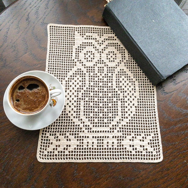 PDF Crochet Lace Table Runner Owl Pattern, Handmade Table Runner, Home Decor For Christmas And Wedding Gift Idea, Customized Topper With Owl