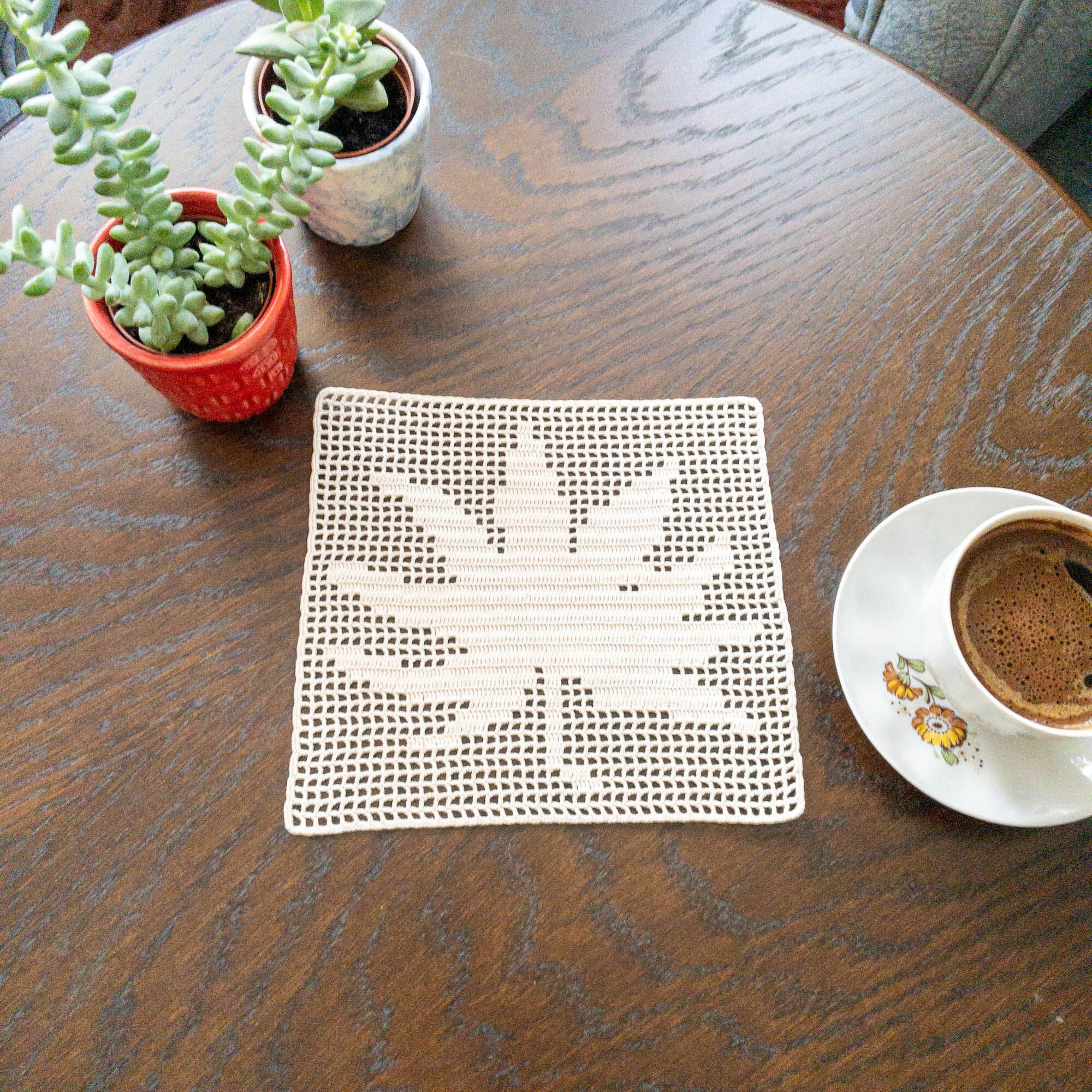 PDF Pattern Crochet Lace Coaster With Auntumn Leaf Etsy