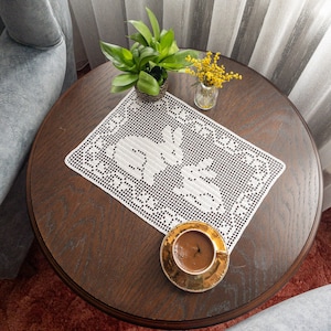 Filet Crochet Rabbits for Easter Day Gift Idea, READY to SHIP Within ...