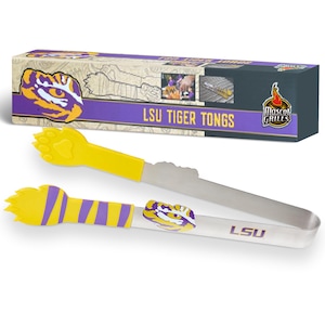 LSU Tiger Stainless Steel Grill Tongs: 12-Inch BBQ Tongs