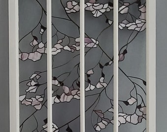 stained glass, dogwood, flowers, pink, white, window, panel