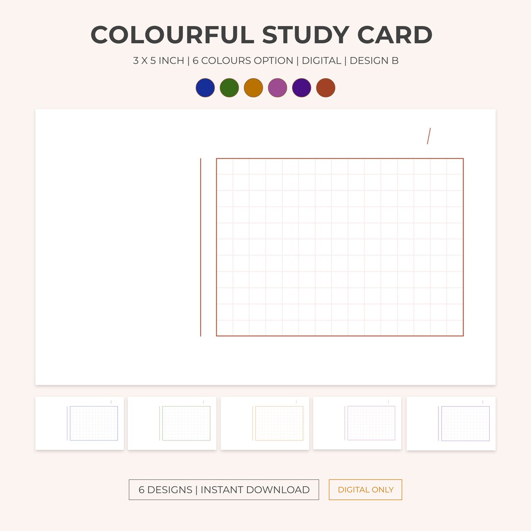 Buy Digital Notecard for Studying Study Card Design B Index Cards Study ...