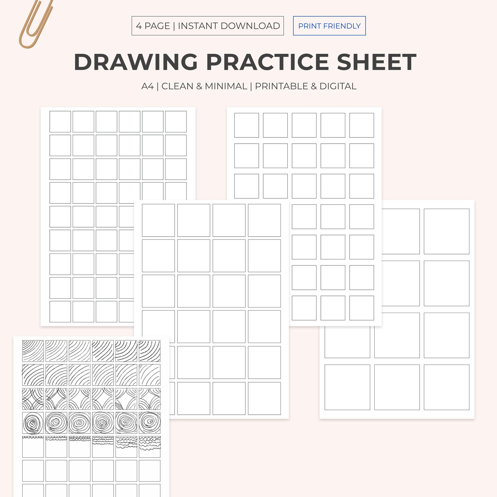 A4 4 Zentangle Pattern Template | Fun Drawing Practice | Doodle ...